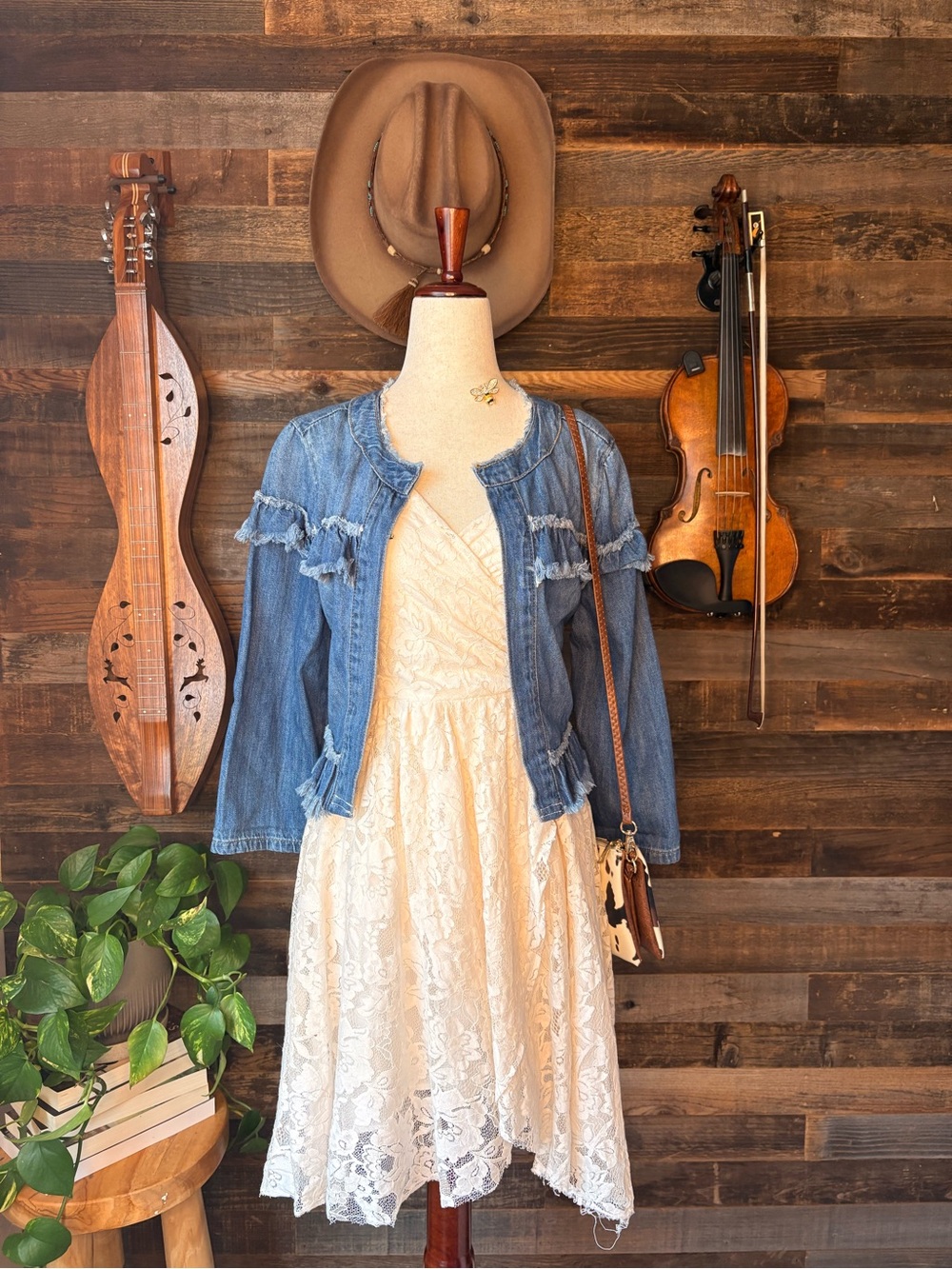 Rustic Lace Mini Dress - Picture 1 of 5